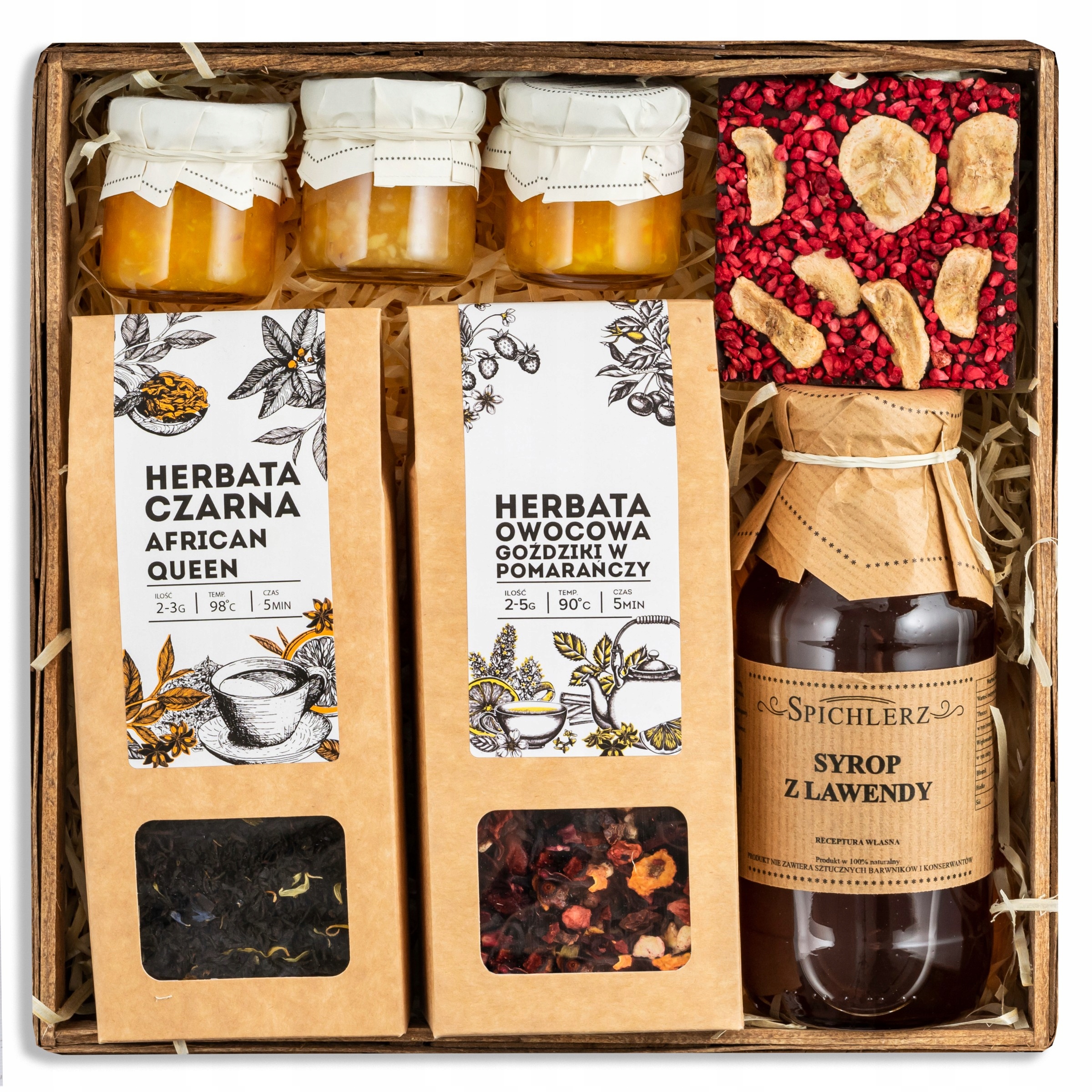 Kosz prezentowy Upominek herbata syrop