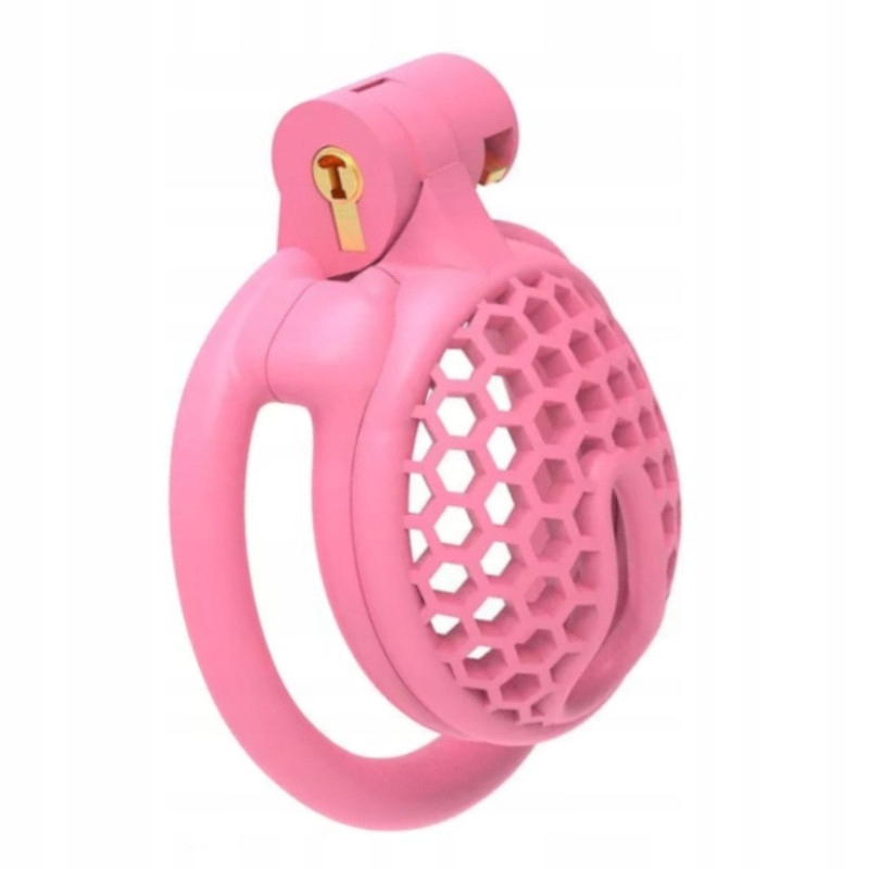 RÓŻOWY MĘSKI PAS CNOTY CHASTITY CAGE MINI KLATKA NA PENISA TYPU FLAT