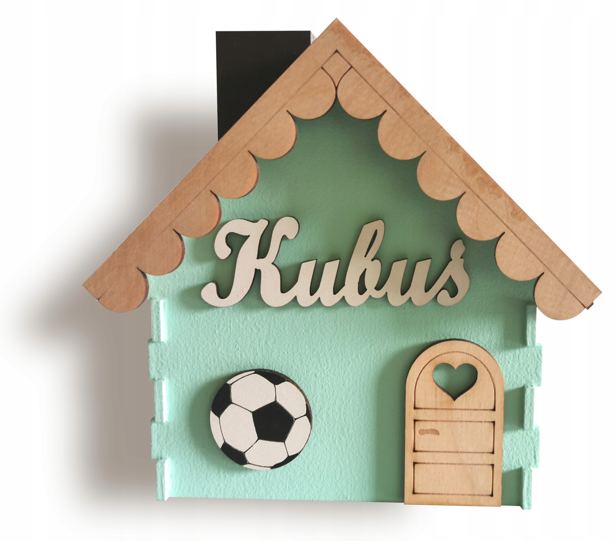 DREWNIANY DOMEK SKARBONKA LITERKI PREZENT DZIECKO