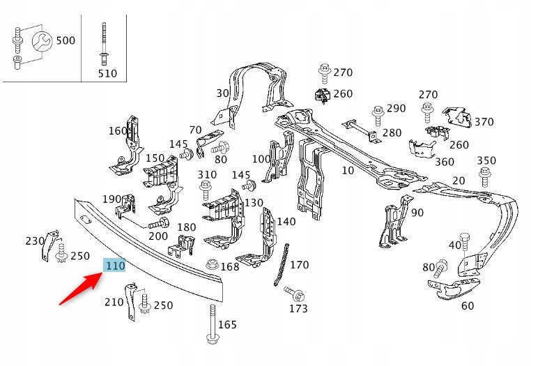Přední pásový pás Mercedes C W203 A2036201034