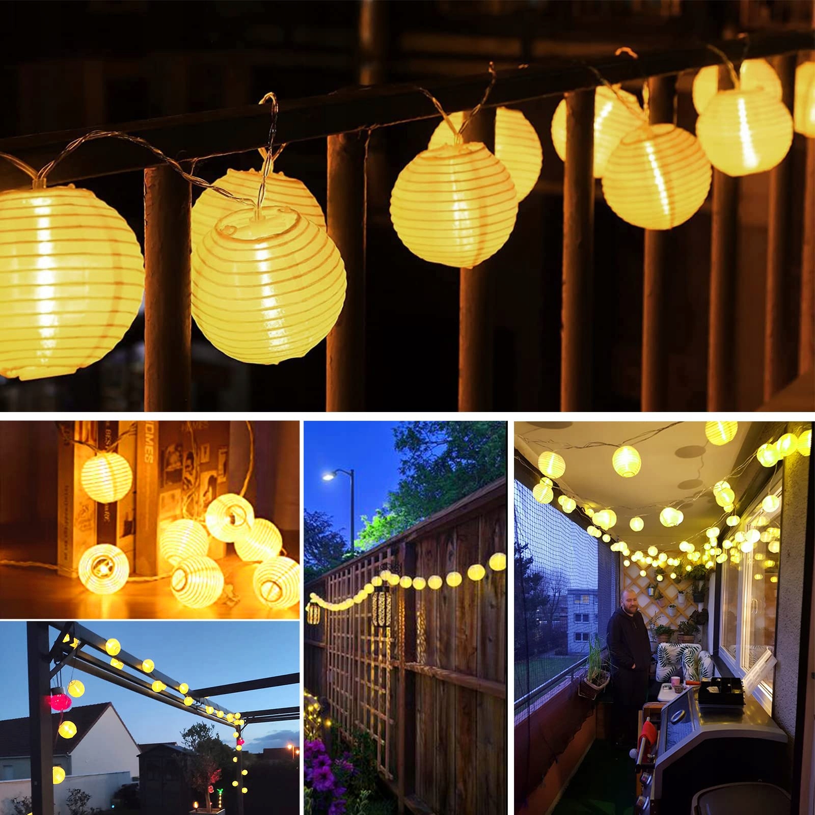 BIGZOM LAMPKI LAMPIONY WODOODPORNY ŁAŃCUH GIRLANDA 5M 20LED — miniatura 7