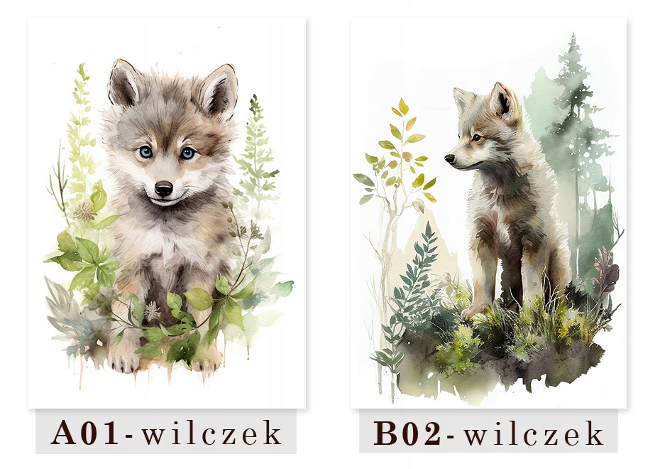 DUŻY PLAKAT OBRAZ DZIECIĘCY ZWIERZĘTA LEŚNE LAS MIŚ SARNA - WZORY A2 40x60 Marka inna