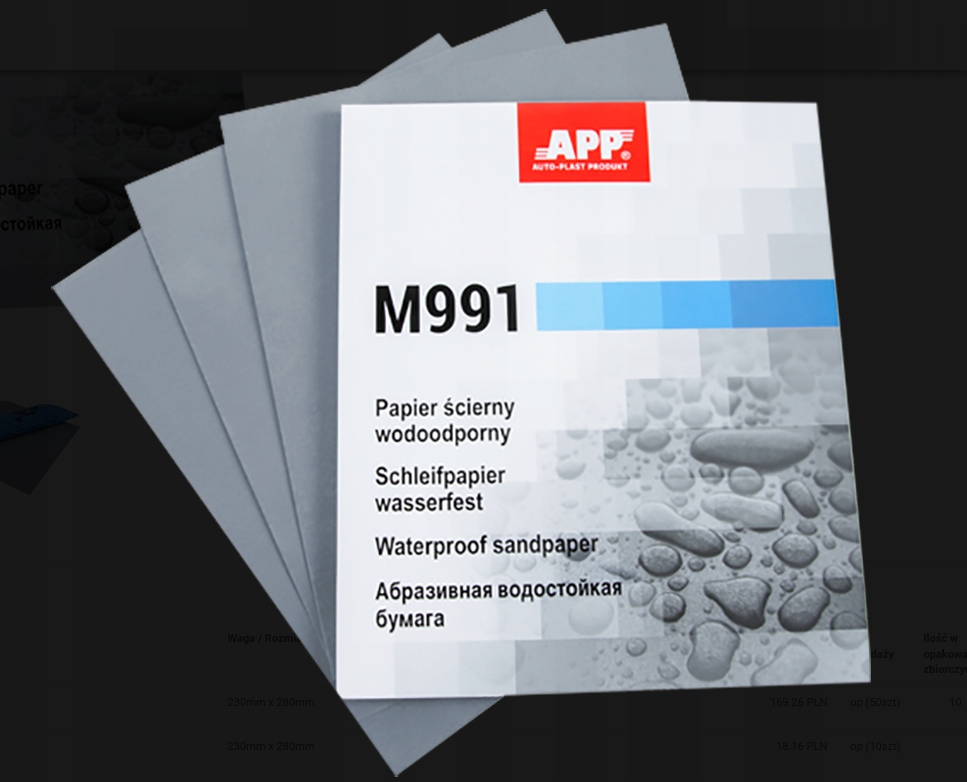 

App M991 Papier ścierny wodoodporny P1200 230x280m