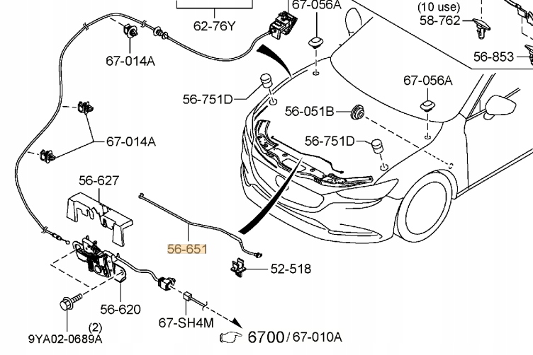 Опора капота Mazda 6 GL (OE) GHP9-56-651