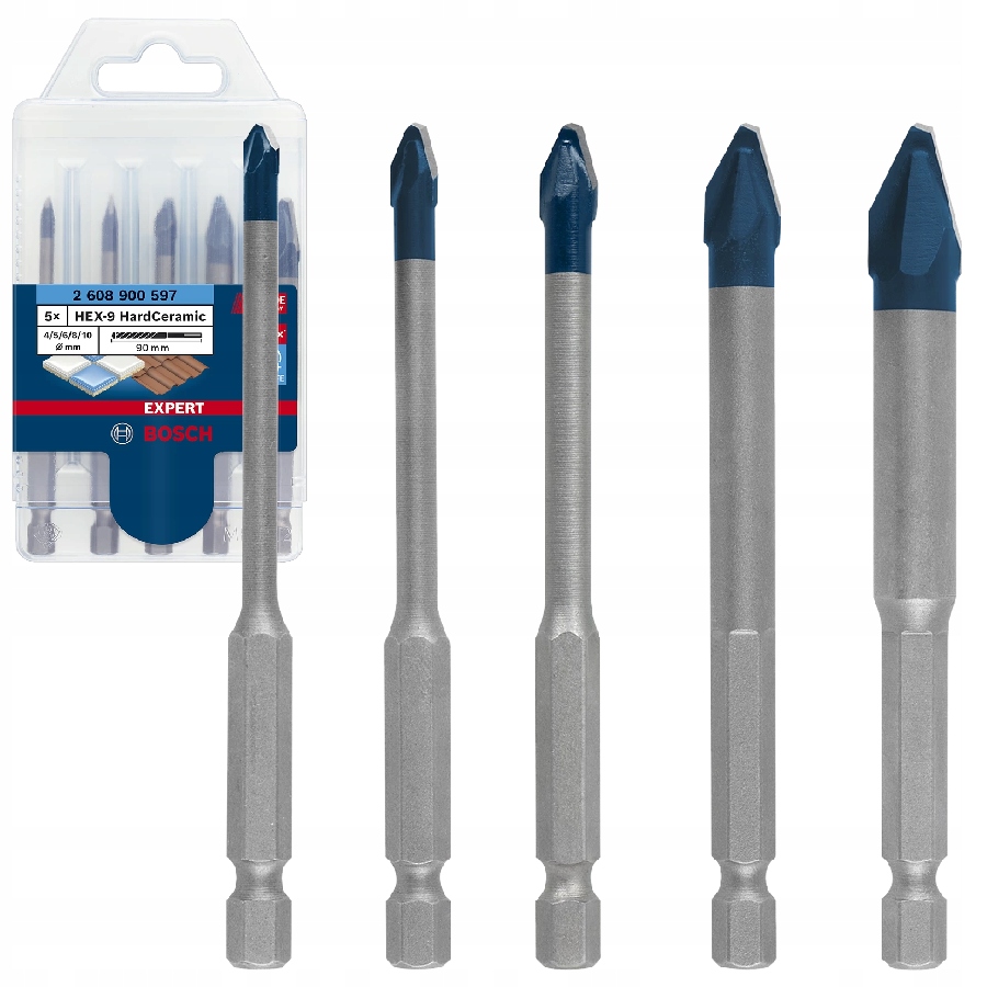 

Wiertła Expert HEX-9 Do Płytek 4-10mm 5szt. Bosch