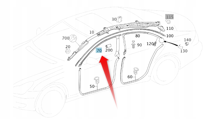 Těsnění Dveří Řidiče Skla Mercedes Cls C219 A2197200154