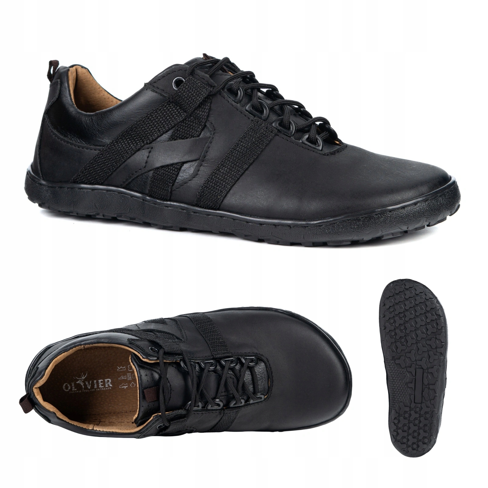 Pánské kožené barefoot boty široké H zero drop 153KZ černé 46