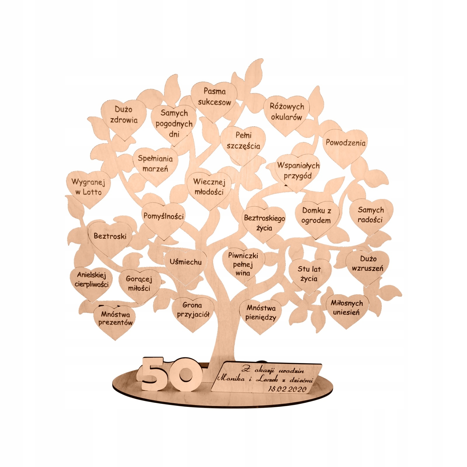 50. narozeniny, padesátka, gravírování stromu