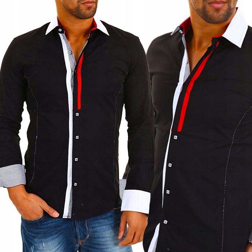 Pánská košile, ležérní elegantní, bavlněná s kontrastními prvky