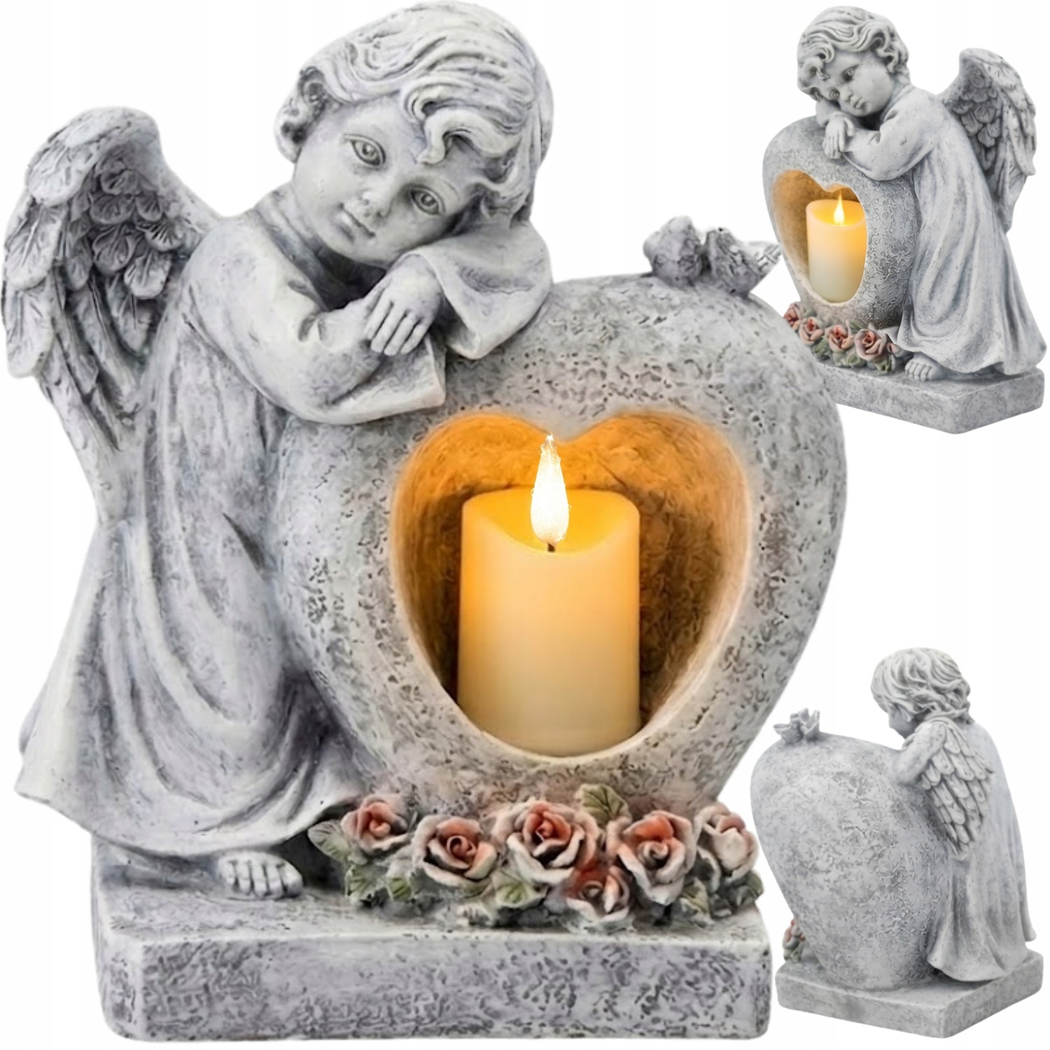 Anděl Na Hrob S Led Závitem Figurka Na Hřbitov Socha S Vložkou 75h