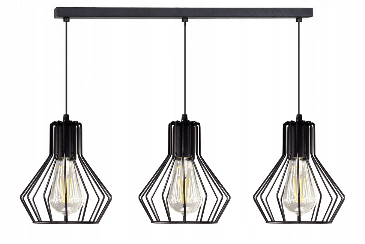 Závěsná stropní lampa nastavitelná drátěná Bell 3 černá s Led osvětlením