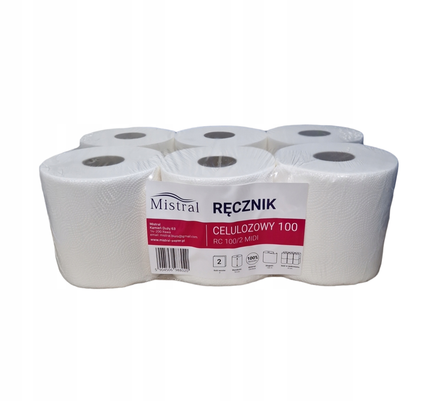 Ręcznik papierowy celuloza 100m x 6 sztuk+ GRATIS MIKROFIBRA