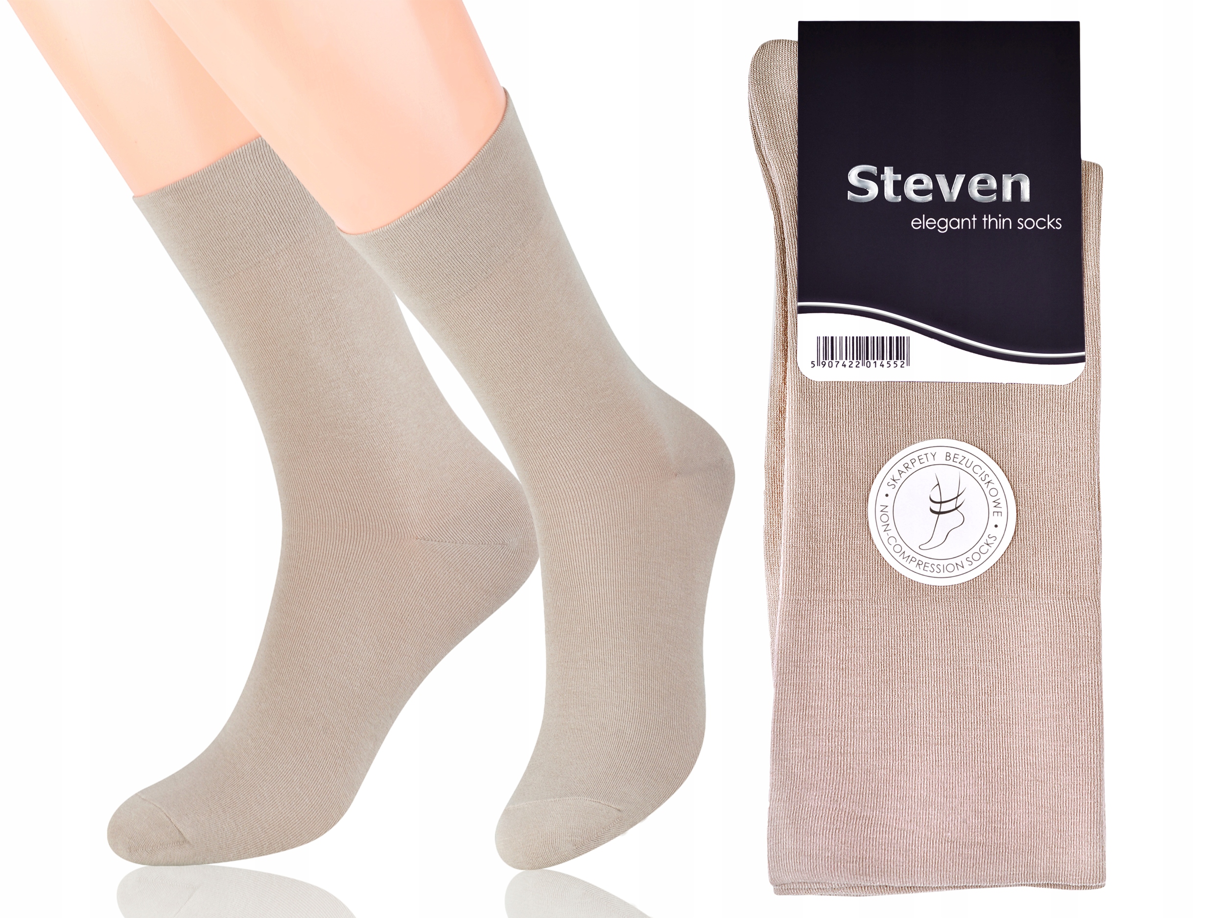 

Steven 107 Skarpety Bezucisk. Elegant Beżowy 39-41