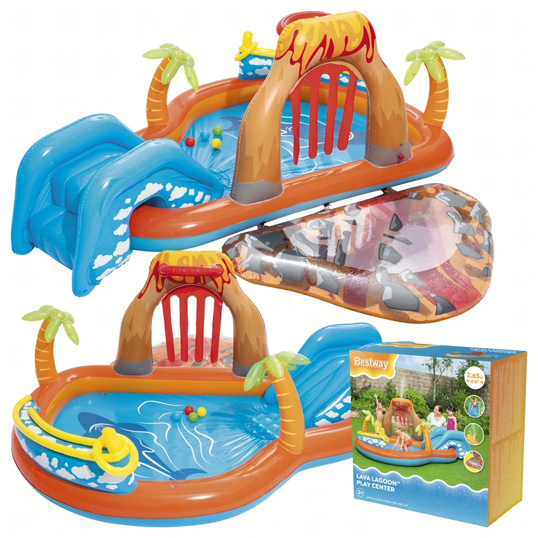 Bestway Dmuchany Plac Zabaw Lava Lagoon Basen ze Zjeżdżalnią 265x265x104 cm