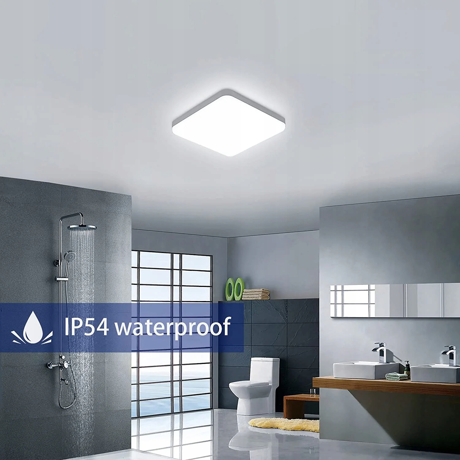 LAMPA SUFITOWA LED LAMPA PLAFON ŁAZIENKOWA NOWOCZESNA 6000K NOWOCZESNA IP54 Kolor biały