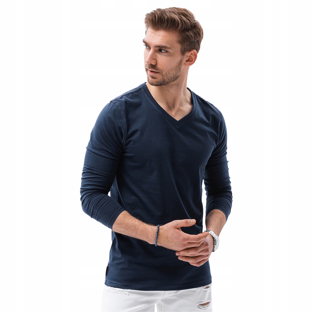 

Longsleeve męski V-neck basic L136 granatowy M