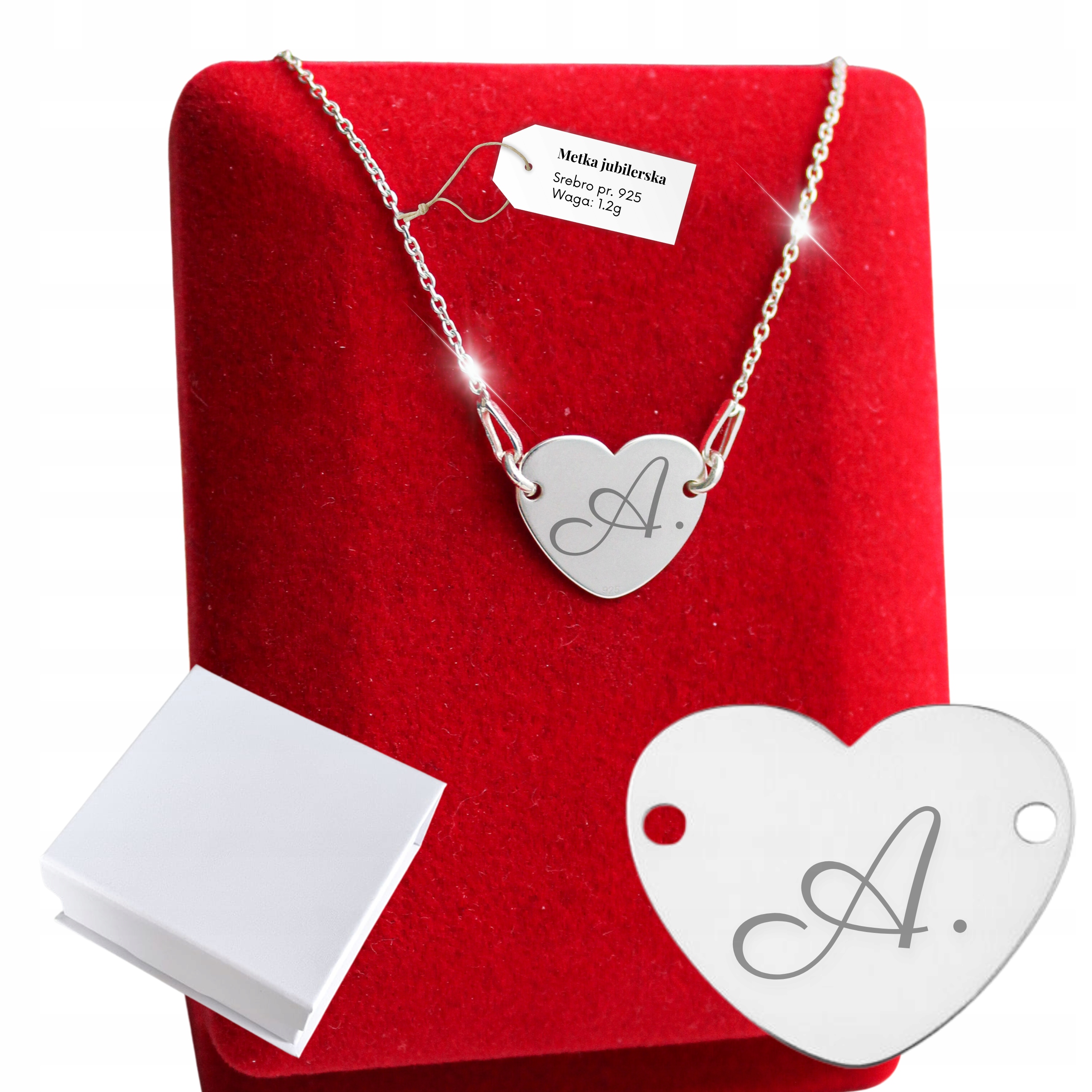 Stříbrný Řetízek Náhrdelník 925 Gravírování Srdce jako Dárek
