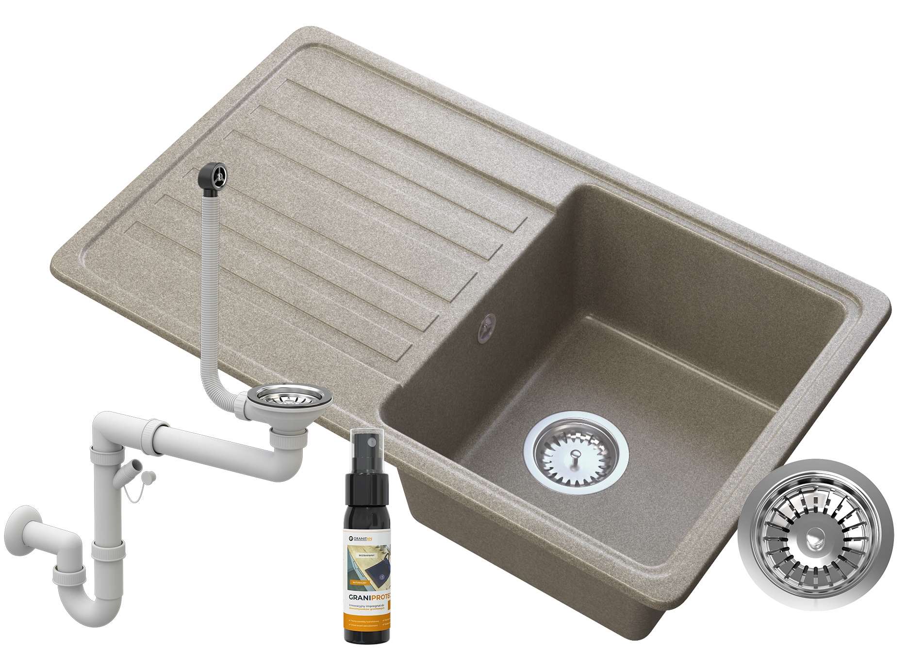 Granitový Drez S Jednokomorovým Odkvapkávačom, Bronz, Lemon