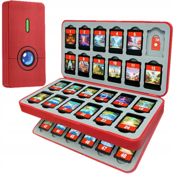 FUNLAB SWITCH GAME STORAGE WITH 48 CARD SLOTS RED
