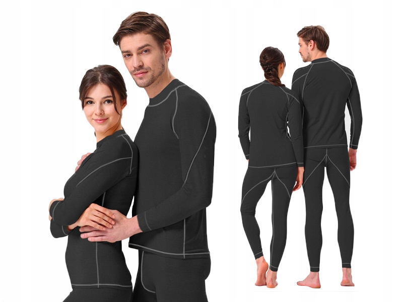 Teplá termoaktivní sportovní termoaktivní spodní prádlo Merino Vlna Kc+ 3XL černá