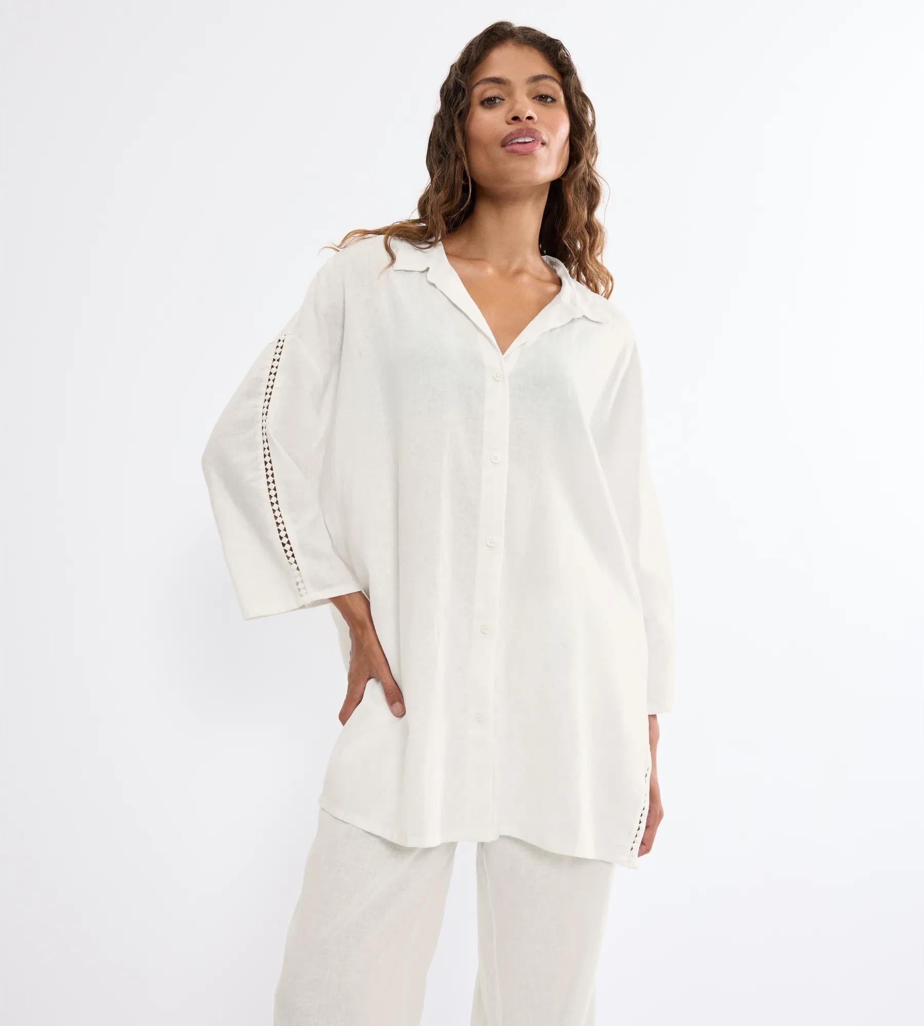 Dámská lněná košile ecru Triumph Summer Wear Boyfriend Shirt 01 40
