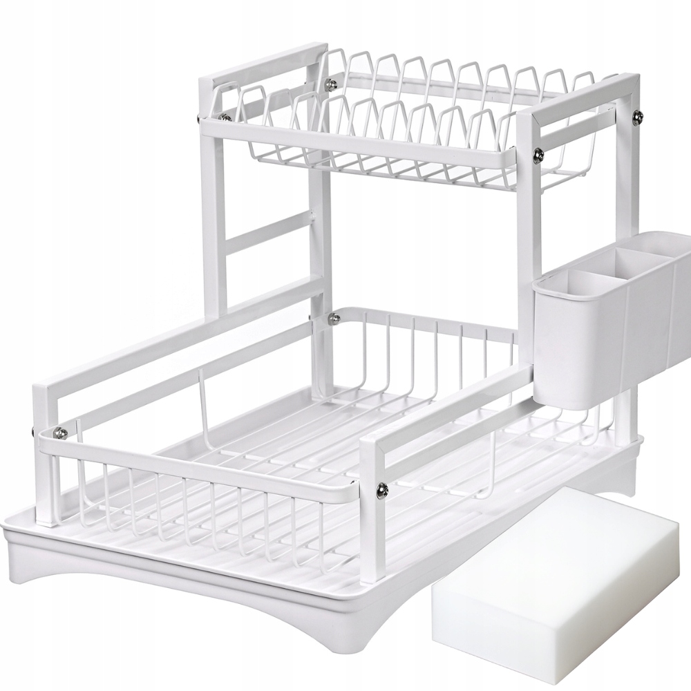 Levně odkapávač na nádobí Dvouúrovňová Bílá s odkapávačem Stojan Houbička