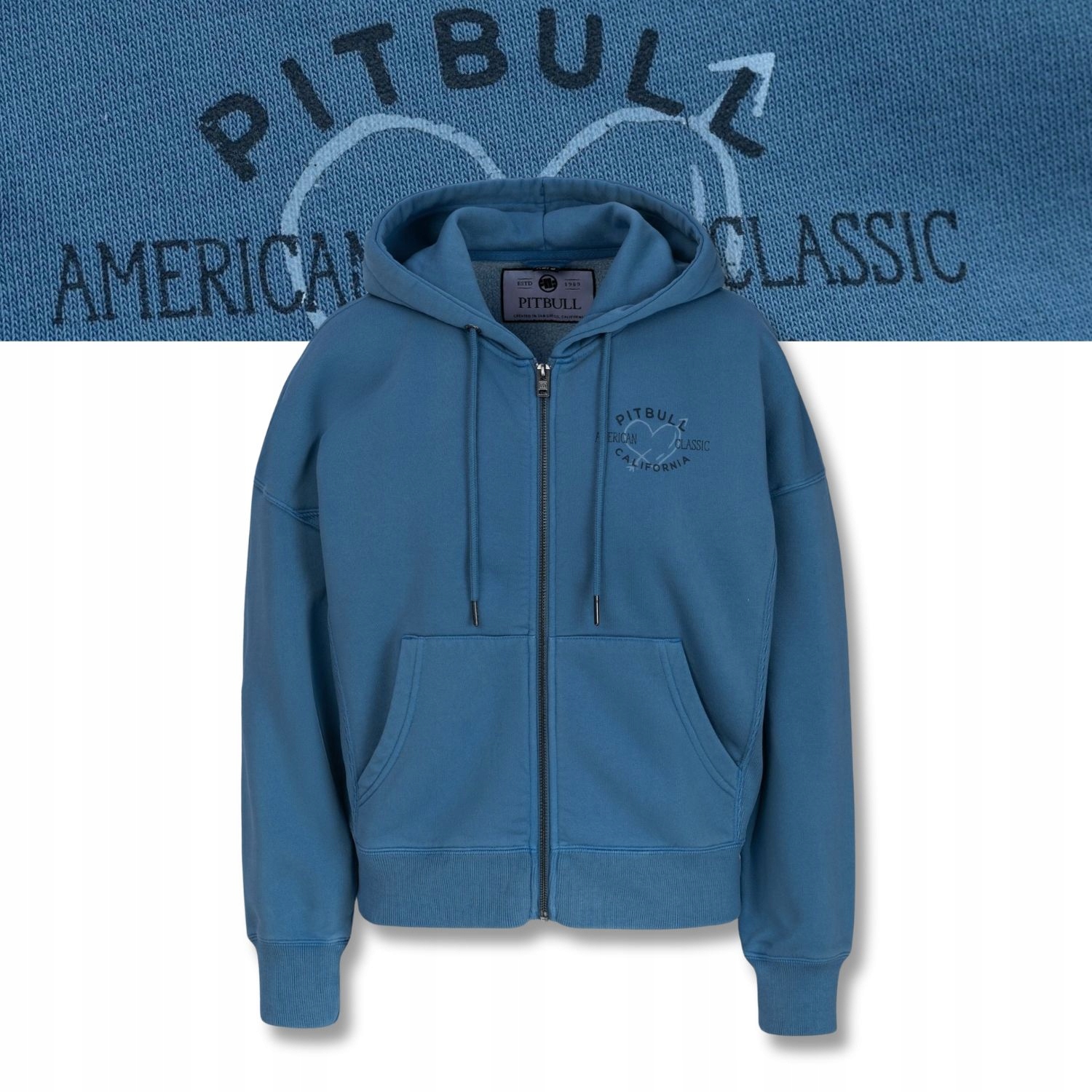 Damska Bluza rozpinana z kapturem Pitbull Oversize Washed Manzanita Heart