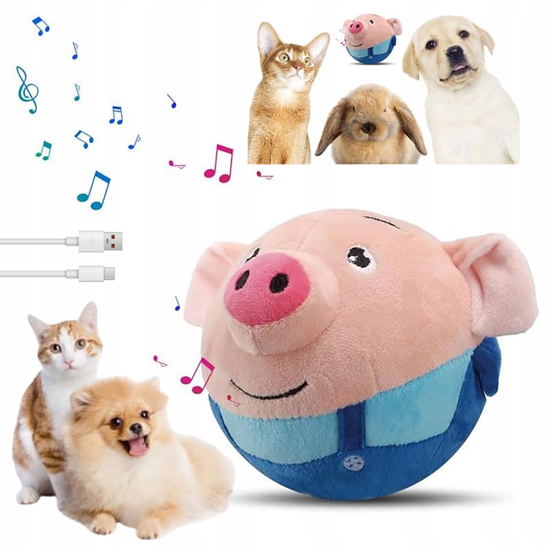 Levně Hračka Plyšová Pro Zvířata Animovaná Pohádka Prase Hudba Odrážející Se Míček
