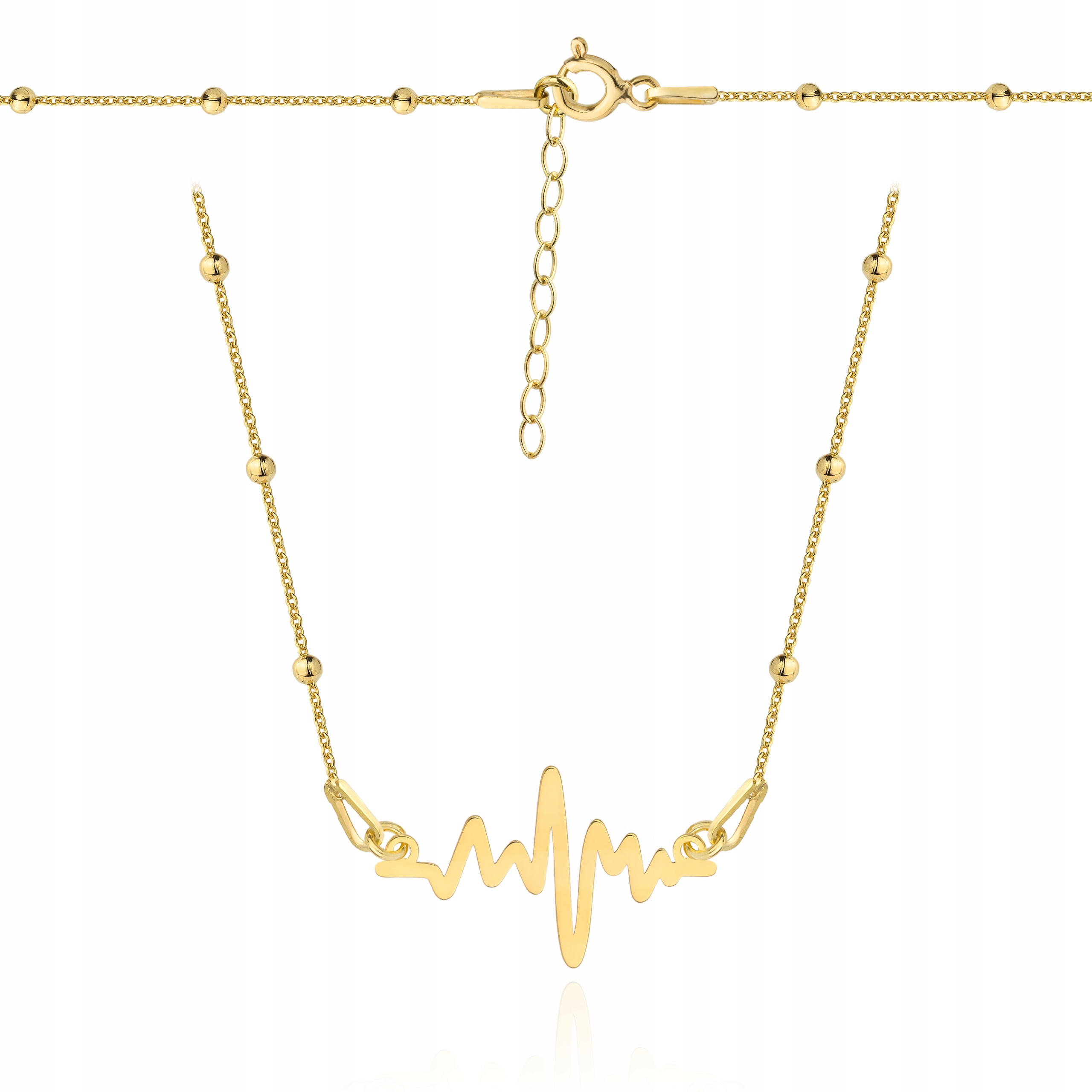 Zlatý kuličkový náhrdelník linie života Ekg stříbro 925