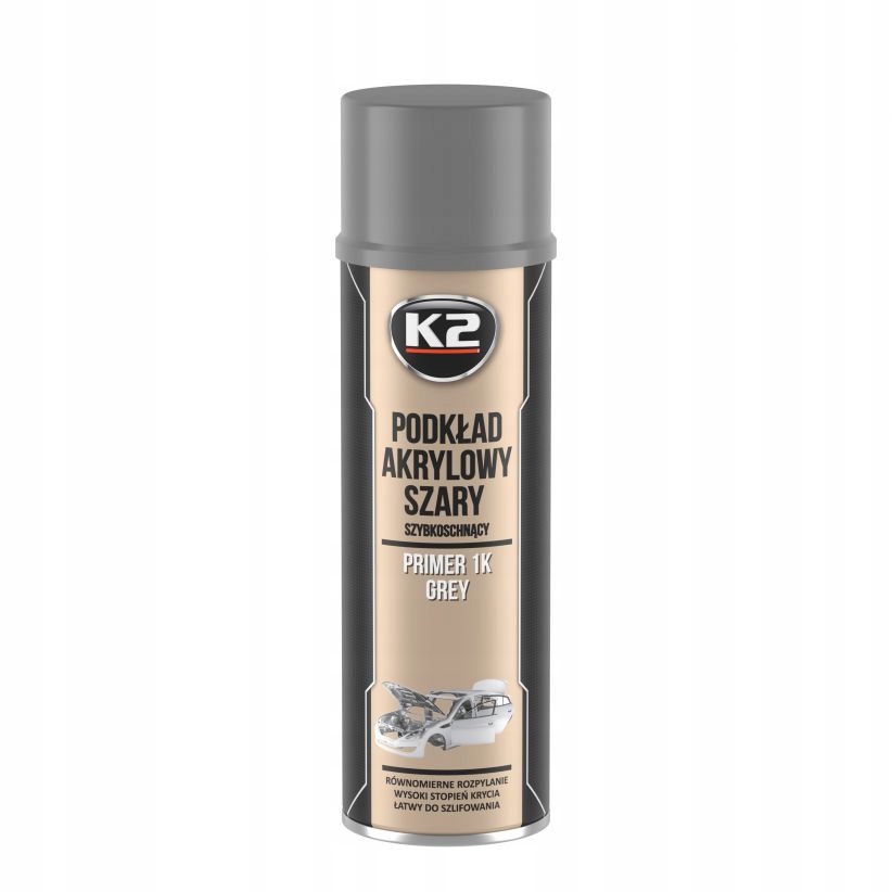 

K2 Podkład Akrylowy Szybkoschnący Szary Spray 0,5L