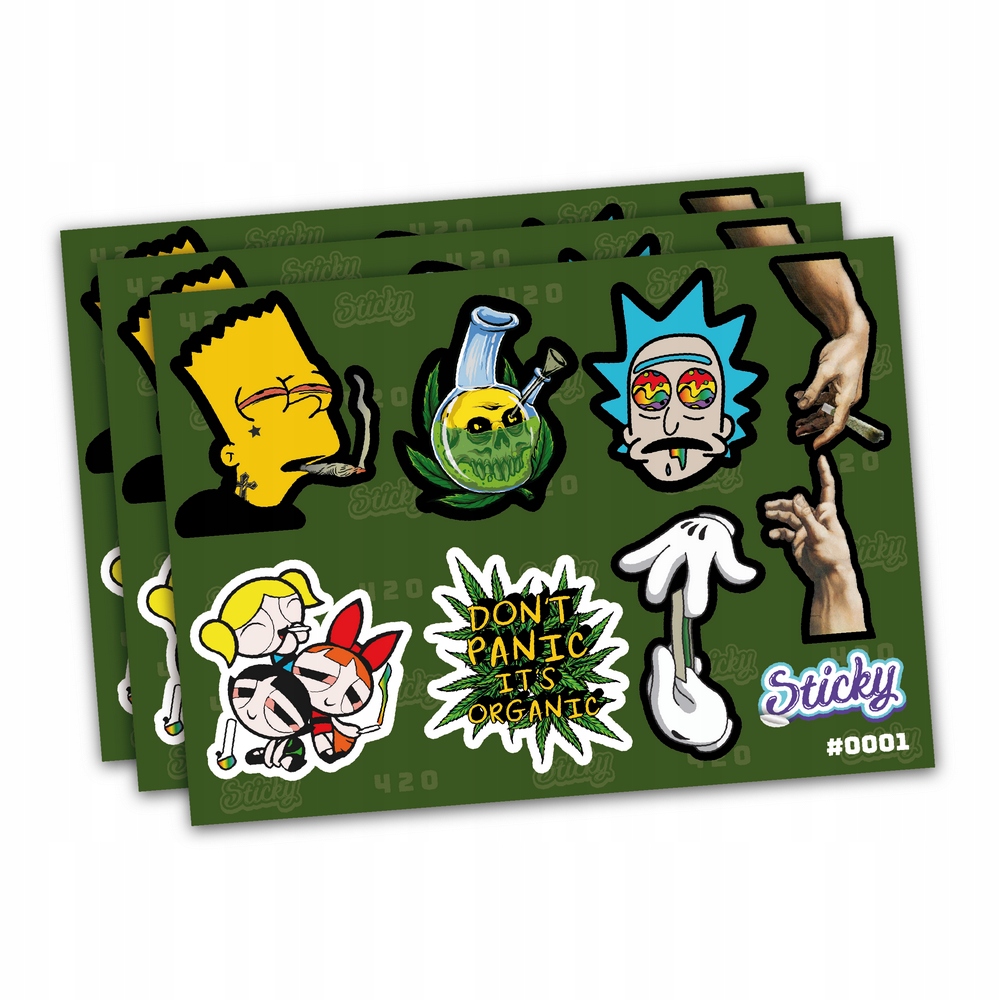 

Arkusz naklejek wodoodpornych weed na auto mix