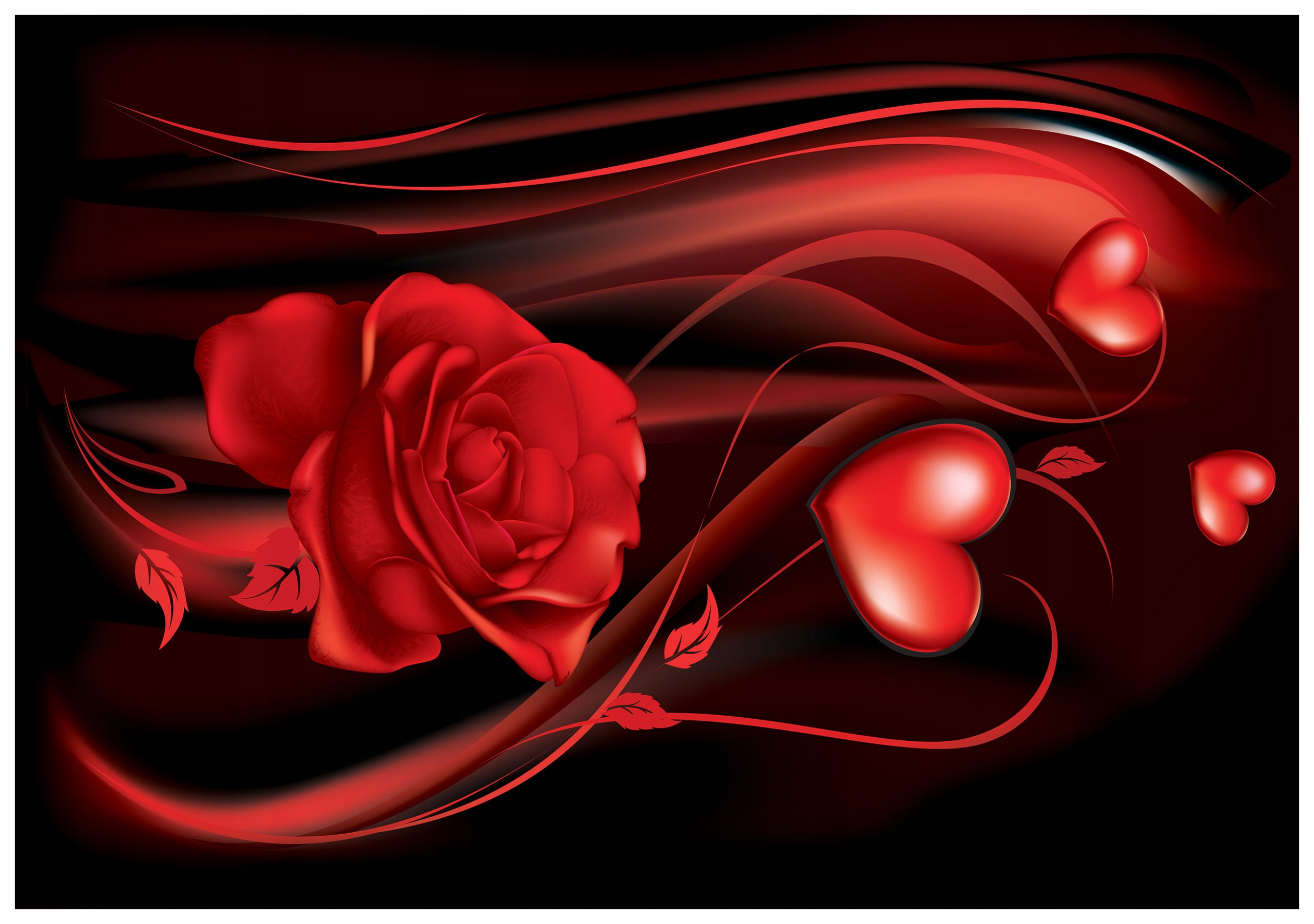 Vinylová fototapeta Růže a srdce 460x300 Romantická nástěnná dekorace lepidlo