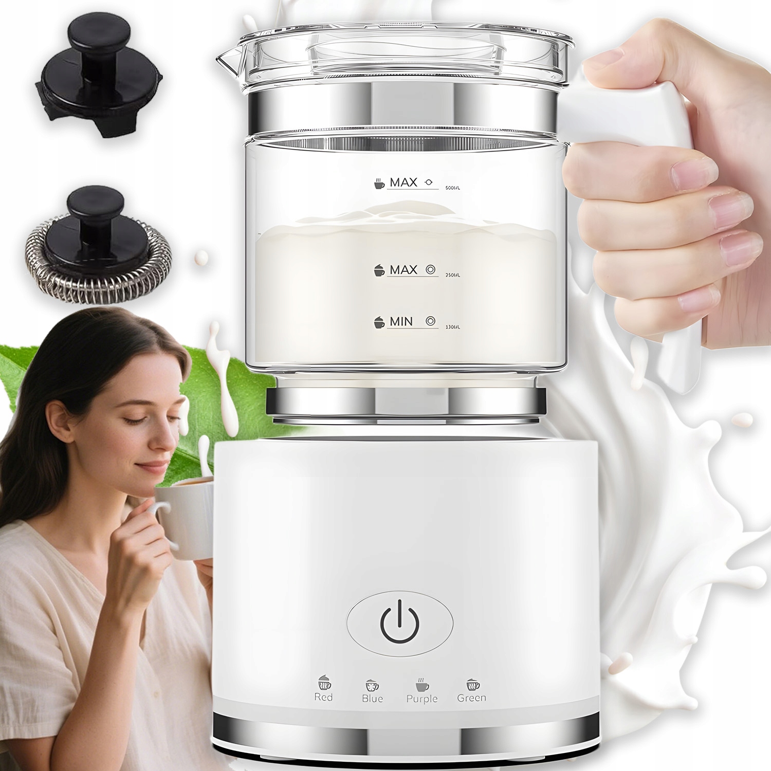 Elektrický Napěňovač Mléka 500 ML Skleněný Svařovací Stroj Latte Art 4 Programy