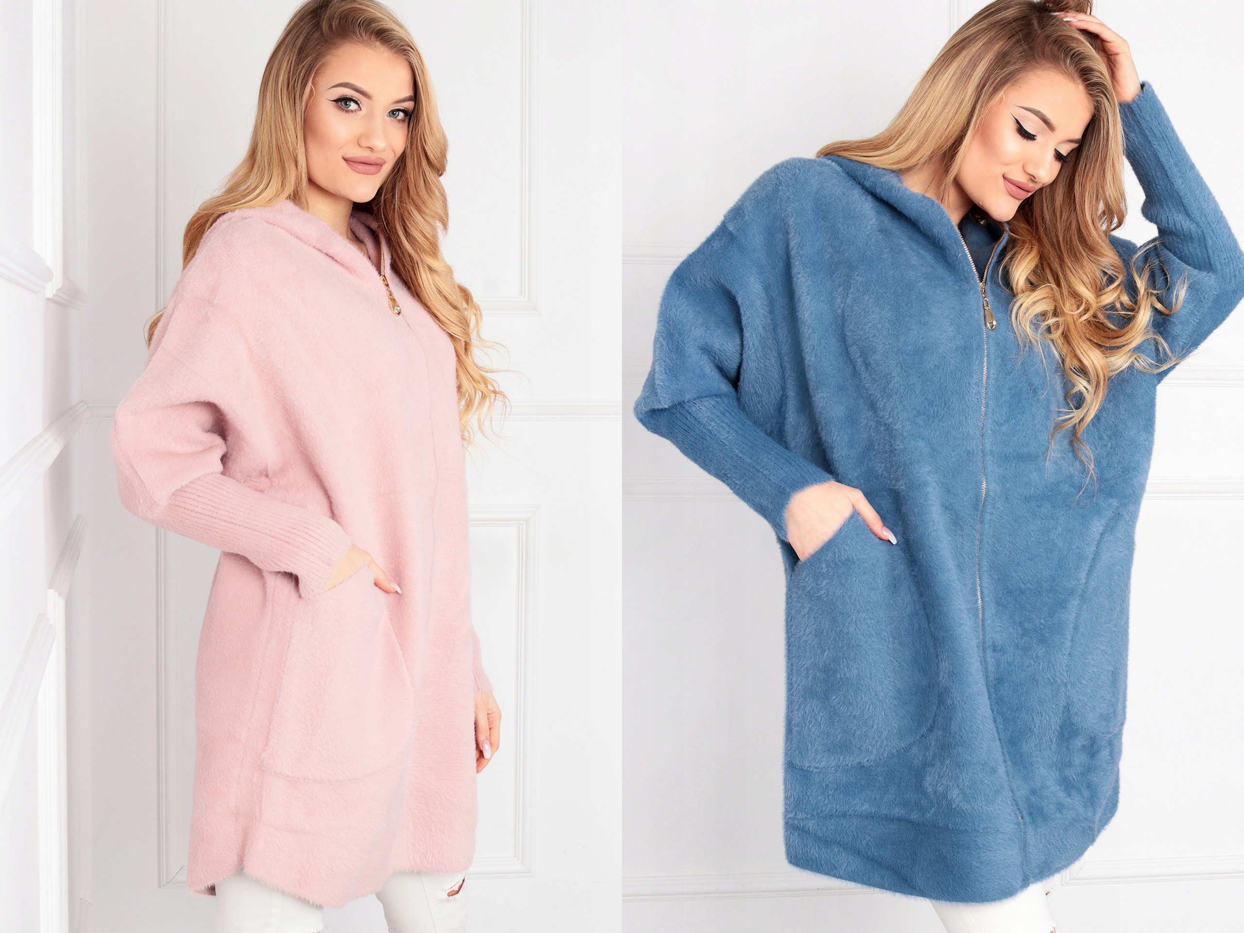 ALPAKA DAMSKA PŁASZCZ KURTKA SWETER CIEPŁA DŁUGA KAPTUR SUWAK WYGODNA 2022 Rodzaj inny