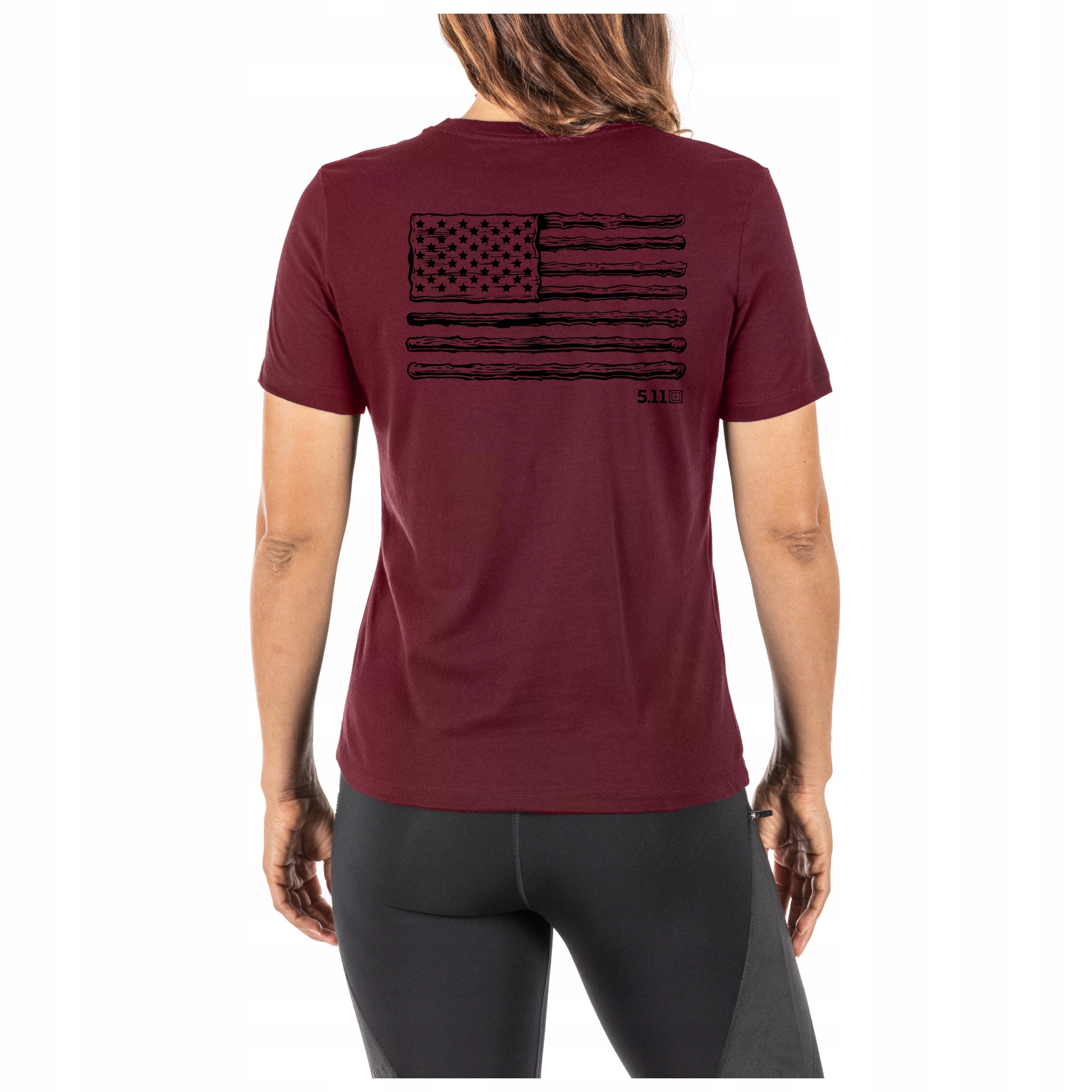 5.11 T-Shirt Wm Usa Flag Sticks Cardinal L 31226ADD