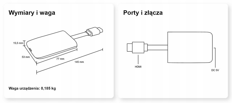 Homatics DONGLE R 4K przystawka do telewizora Android 11 2GB/8GB certyfikat Cechy dodatkowe obsługa napisów polski tekst