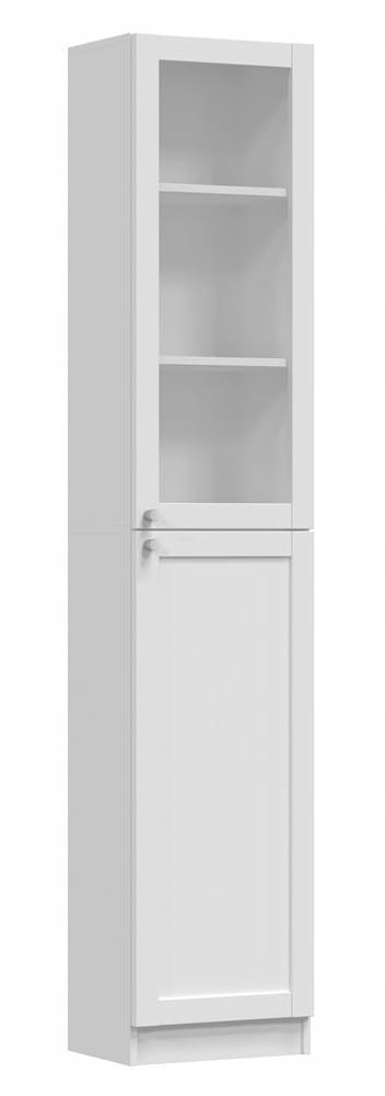 Vitrína W40 2H Pafos 40CM 2 Dveře 1 Sklo Skříňka Regál Knihy Bílá