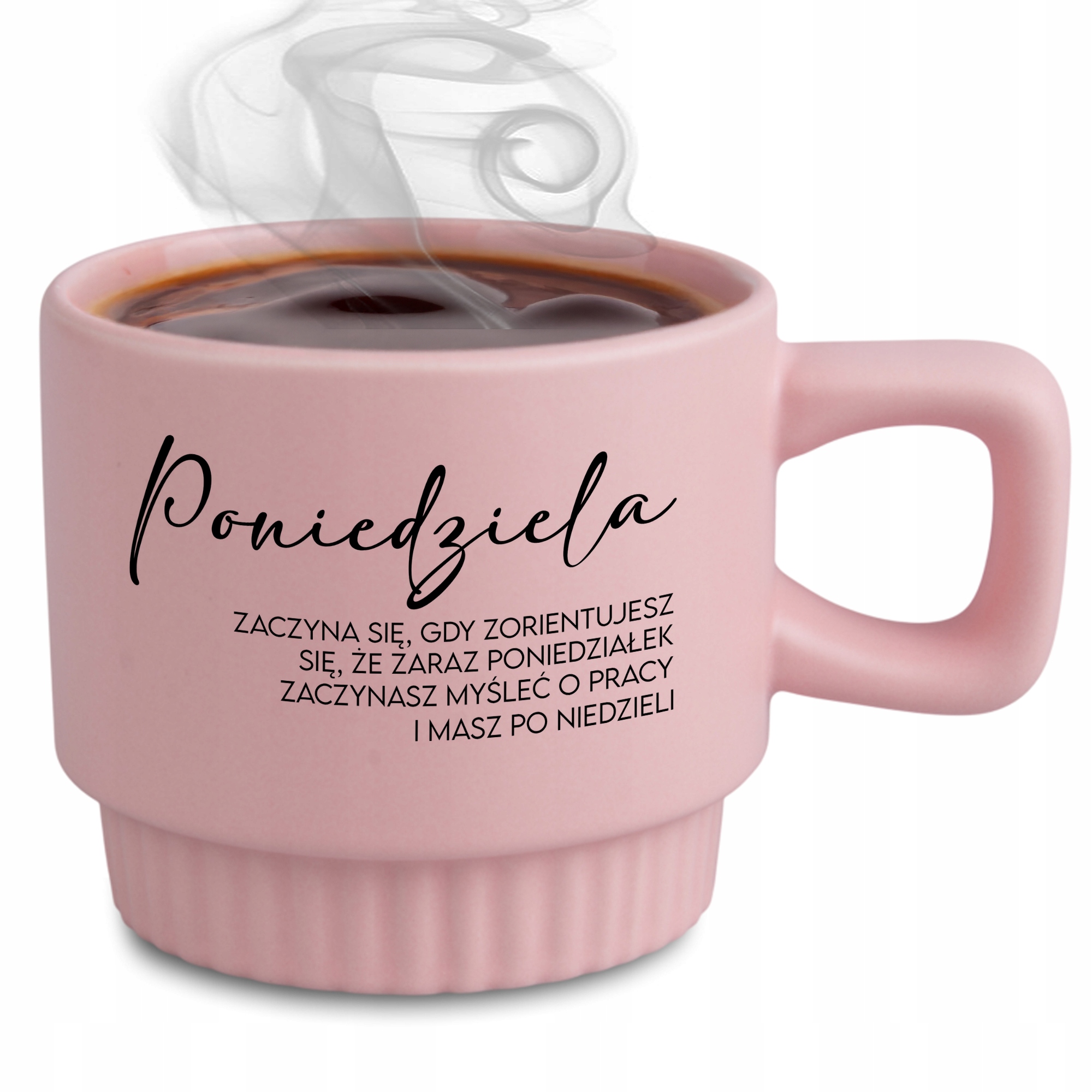 Ryhovaný Hrnček, Elegantný Darček Do Práce Korpo Kancelárie, Ružový, Pondelok