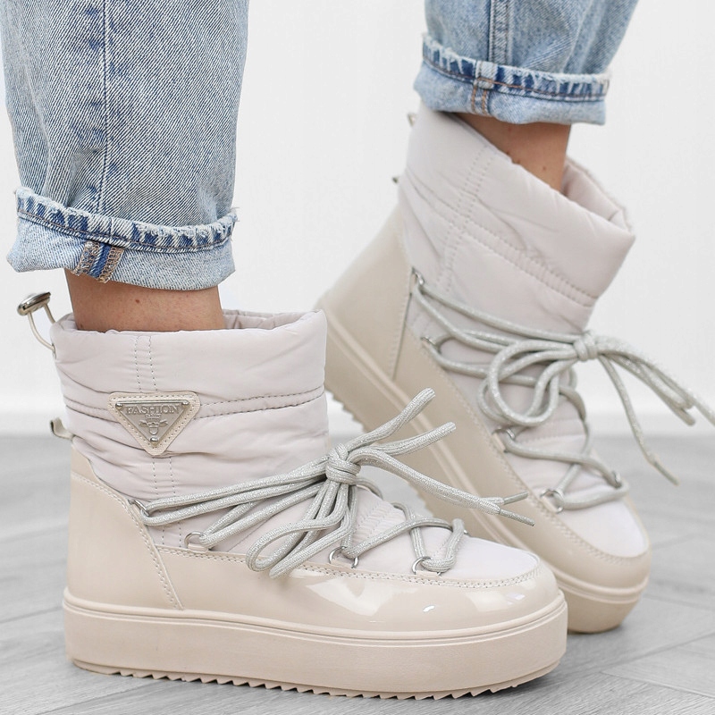 Beżowe śniegowce damskie ocieplane futerko SJ2333 r.37 Marka inna