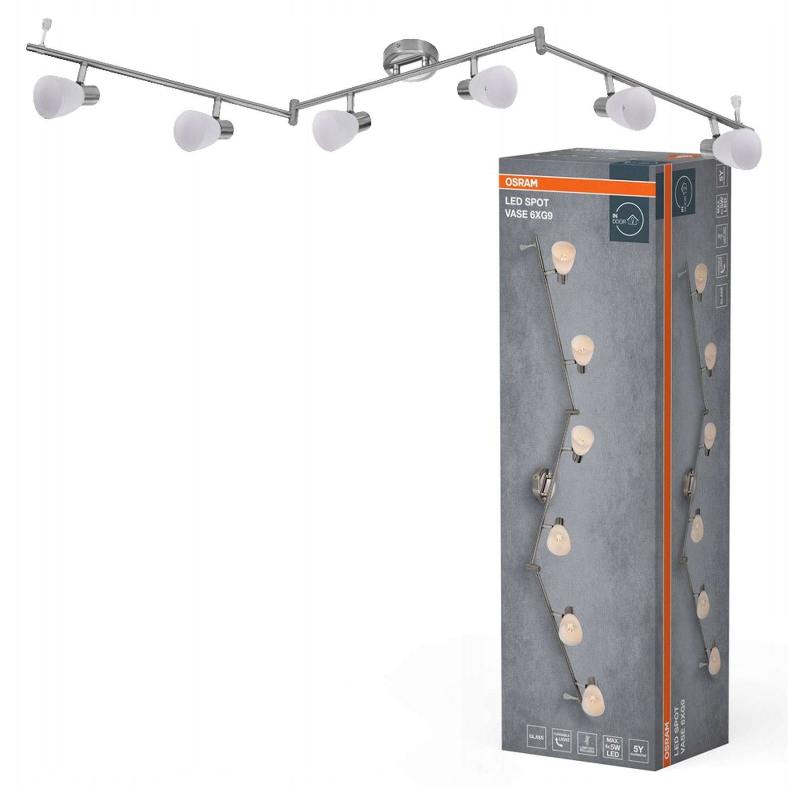 Nástenné svietidlo Stropná lampa Led reflektor Spot G9 Chrom Vase Osram
