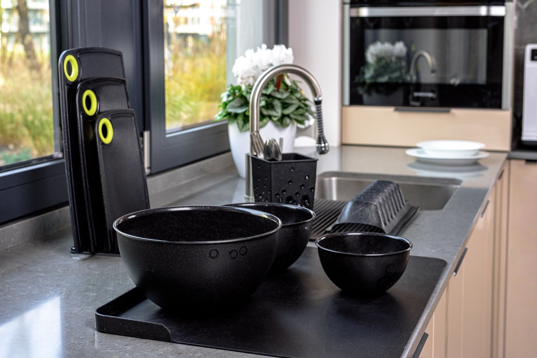 ZESTAW MISEK KUCHENNYCH PLASTIKOWE CZARNE 5szt Marka Practic