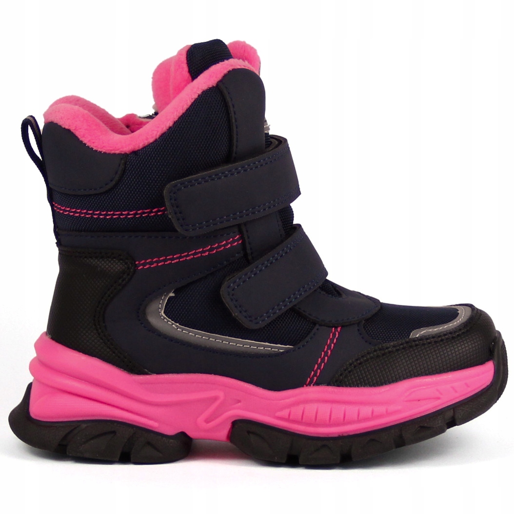 ŚNIEGOWCE DZIEWCZĘCE BUTY OCIEPLANE ZIMOWE WEŁNA FUTERKO RZEPY ODBLASKI 32 Marka Bessky