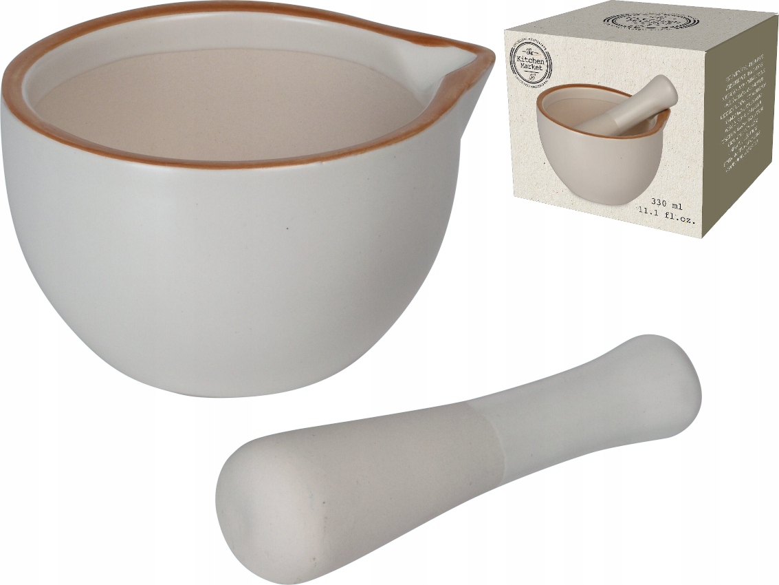 

Moździerz z tłuczkiem do Przypraw Ziół 13 cm Biały