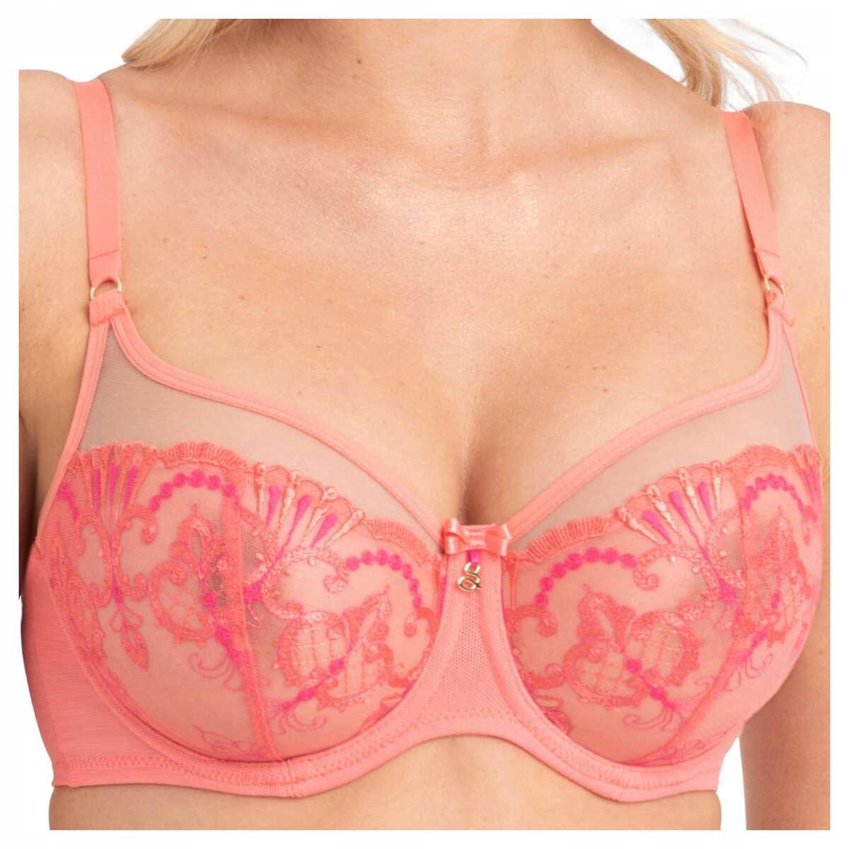 Samanta Měkká podprsenka s výšivkou Perla A143 korálová 85F