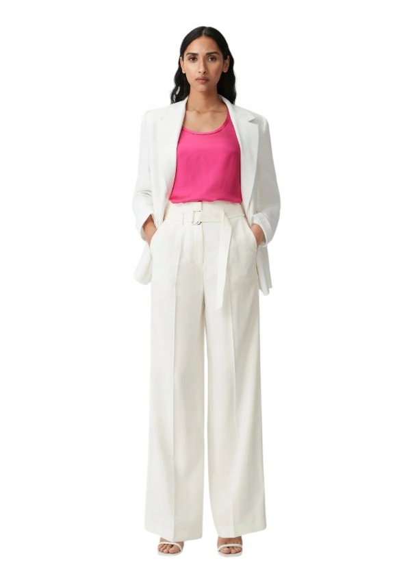 Elegantní dámské kalhoty comma bílé s vysokým pasem, velikost 36