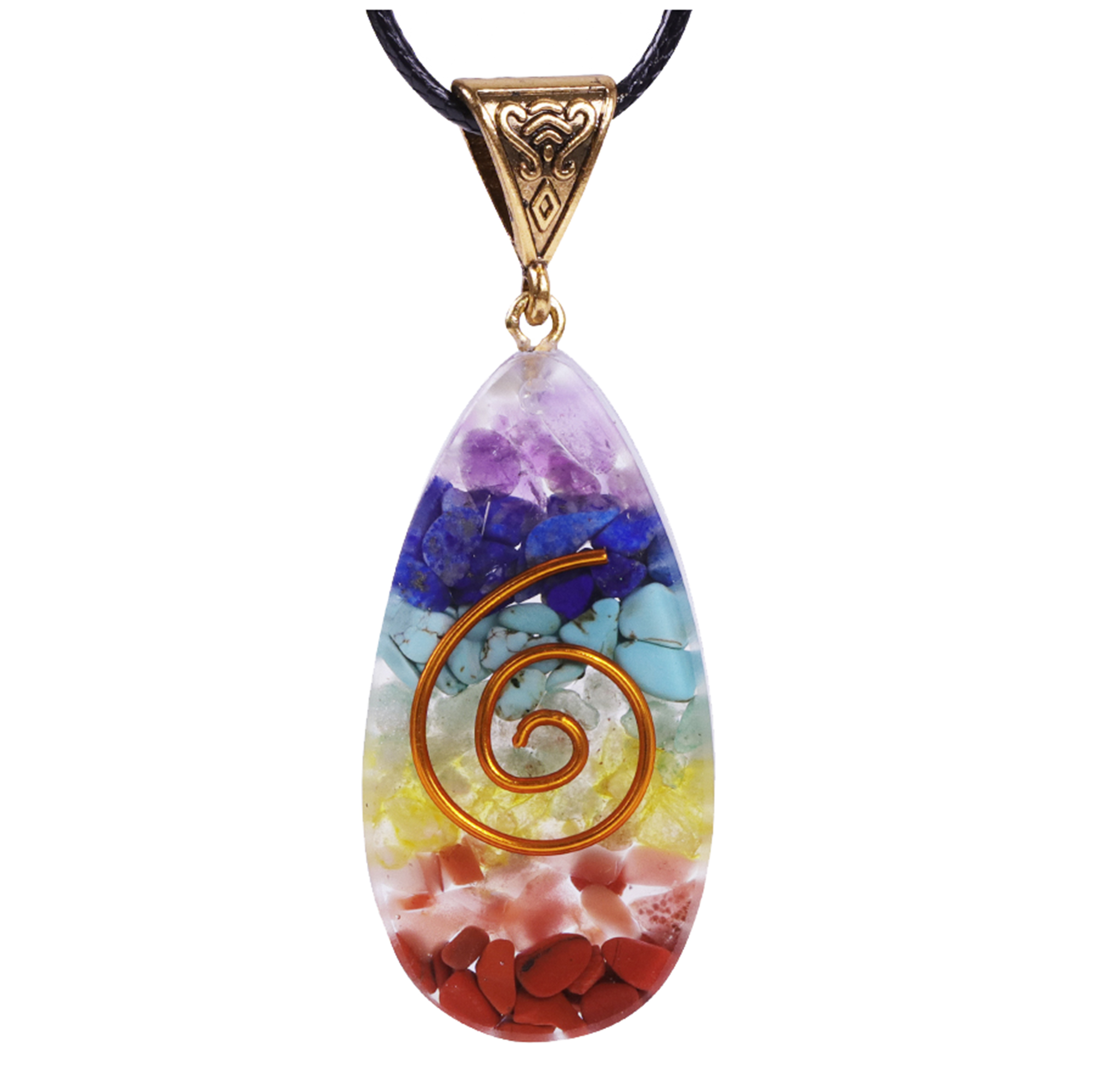 Naszyjnik Orgonit Amulet Ametyst Agat Cytryn Lapis Lazuli Awenturyn Turkus