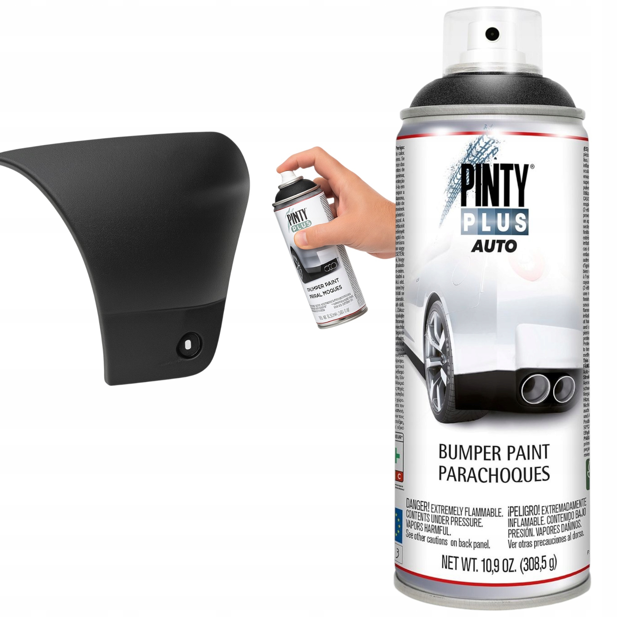 PintyPlus Farba Strukturalna do Plastiku Czarna Matowa Lakier Spray 400ML