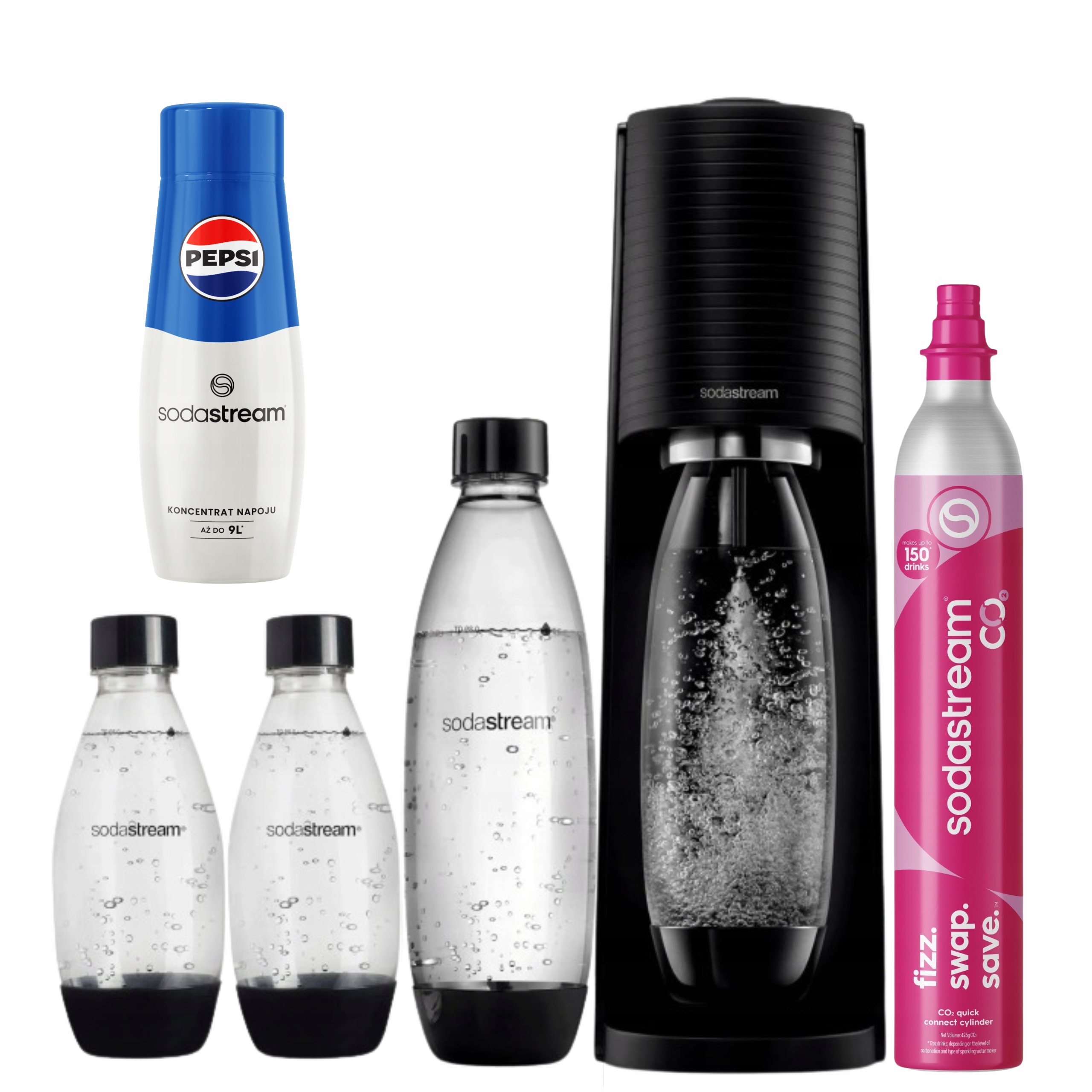 Saturátor SodaStream Terra čierny 3 fľaše Pepsi bombička s CO2 plynom