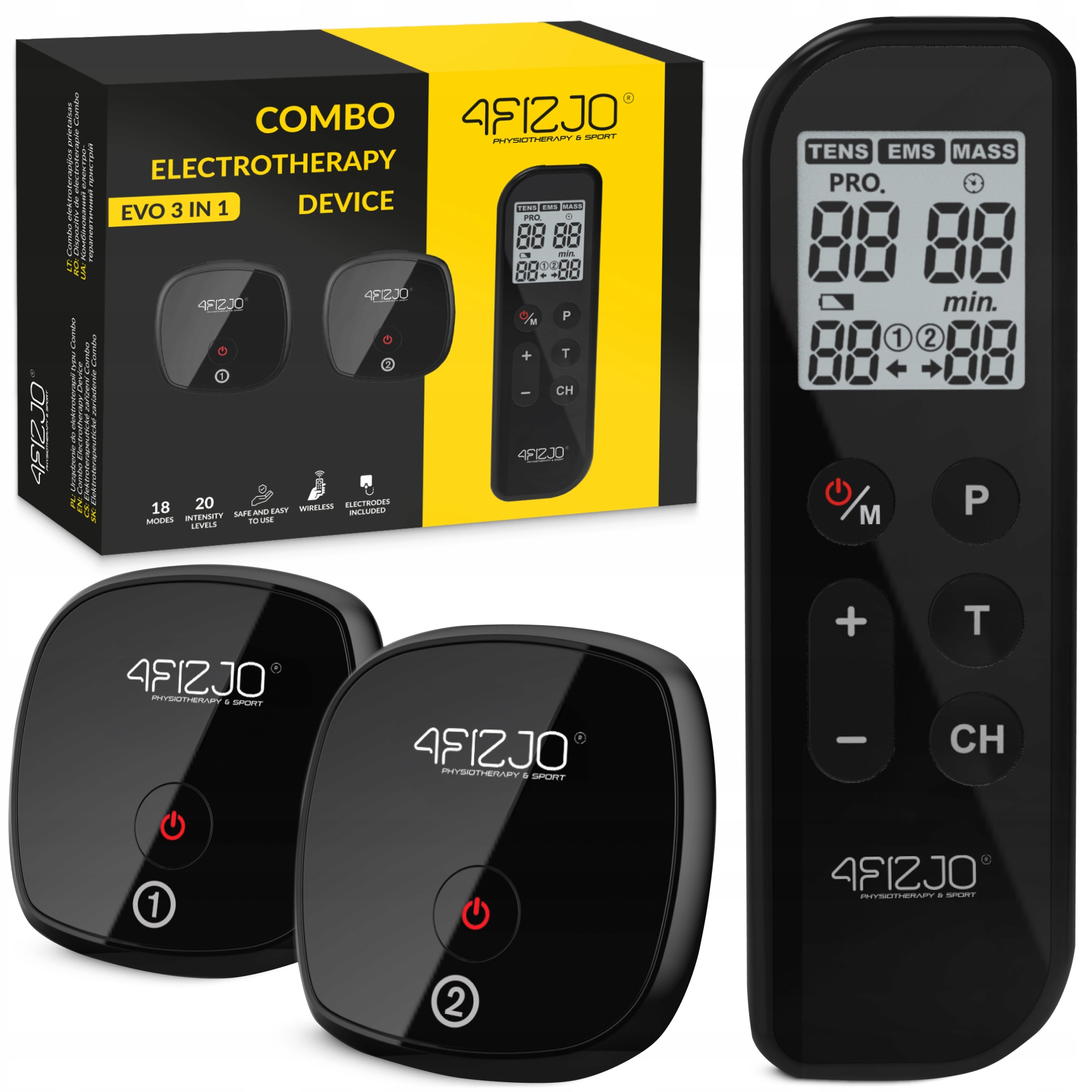 Elektrostymulator Mięśni elektroterapia urządzenie 4FIZJO Evo 3w1 Tens Ems