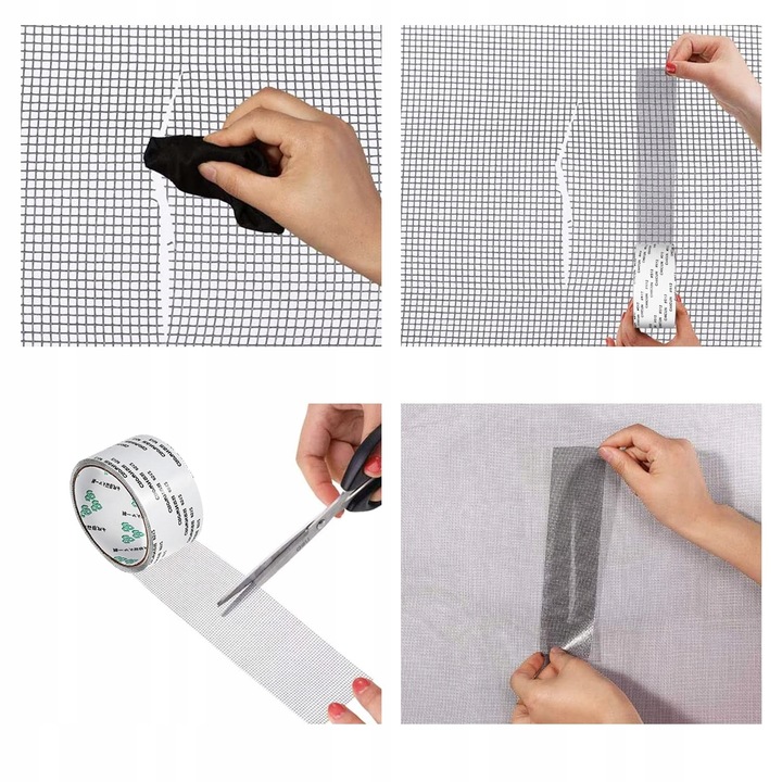 WODOODPORNA SAMOPRZYLEPNA TAŚMA NAPRAWCZA MOSKITIERY PRZEICWKO OWADOM 180cm Materiał PVC